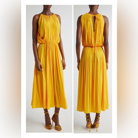 Dresses & Skirts - A.L.C. Meredith Pleated Sleeveless Dress in a vibrant mango yellow color